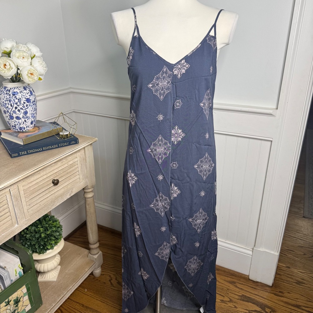 ONeill Womens Blue Medallion Print V-Neck Maxi Dress Wrap Front XS